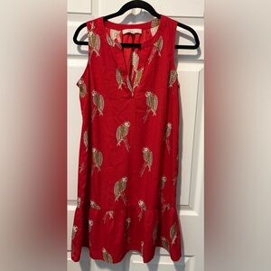 LOFT Red Parrot Print Dress